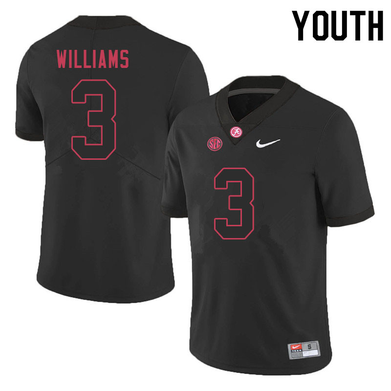 Alabama Crimson Tide Youth Xavier Williams #3 Black NCAA Nike Authentic Stitched 2020 College Football Jersey OU16N17OL